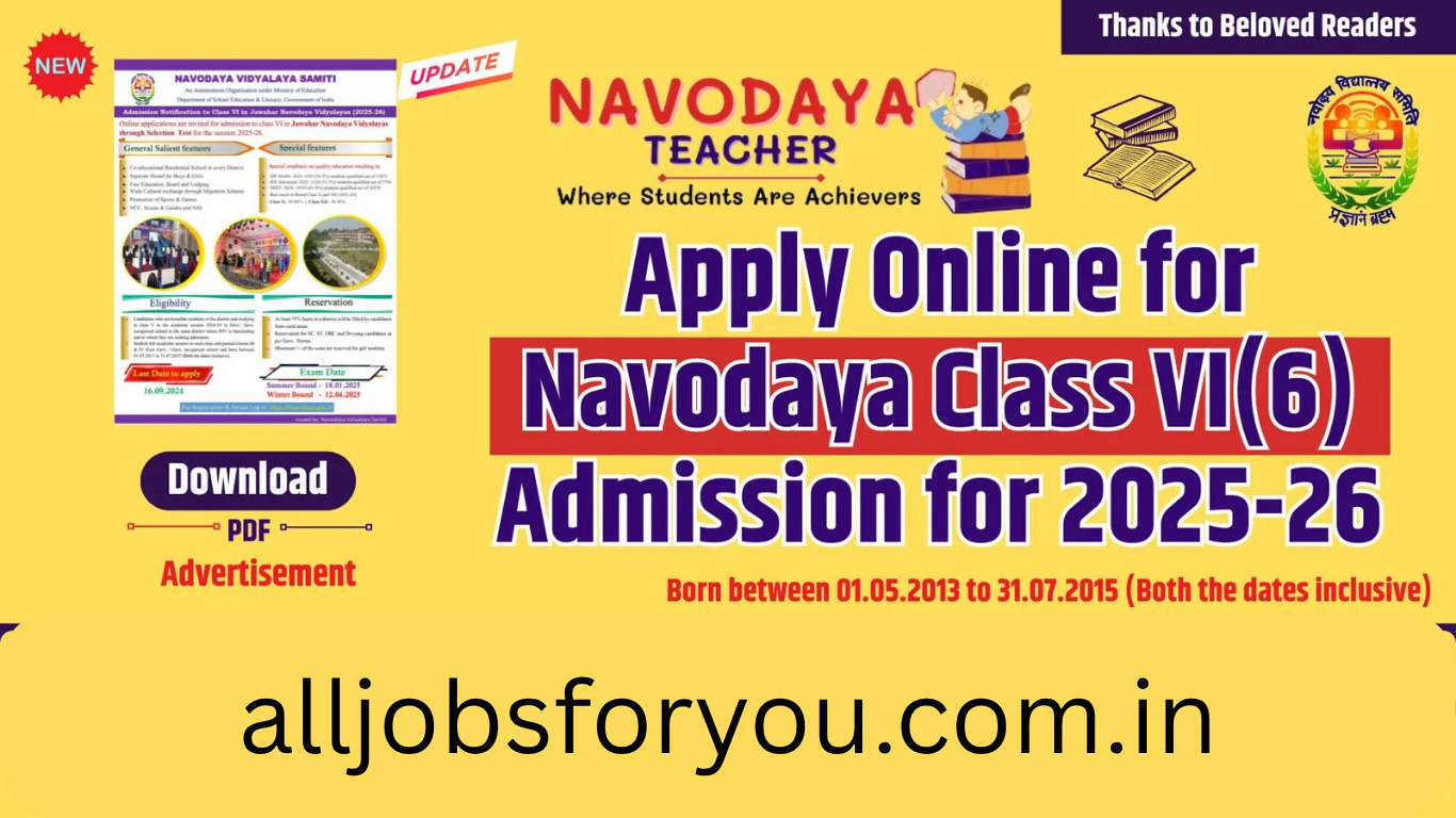 Navodaya Vidyalaya Class 6 Admission 2025